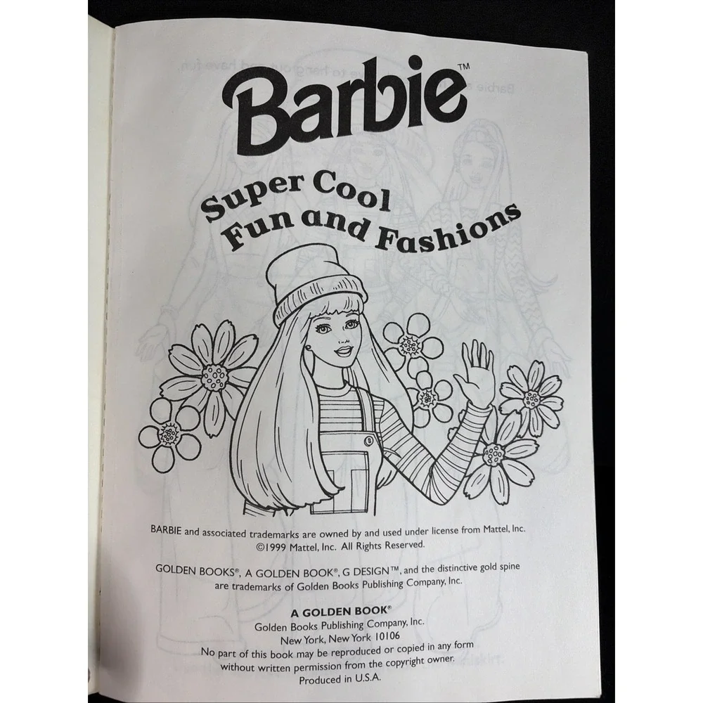Barbie Coloring Activity Book Super Cool‎ Fun And Fashions Stencils Vintage 1999